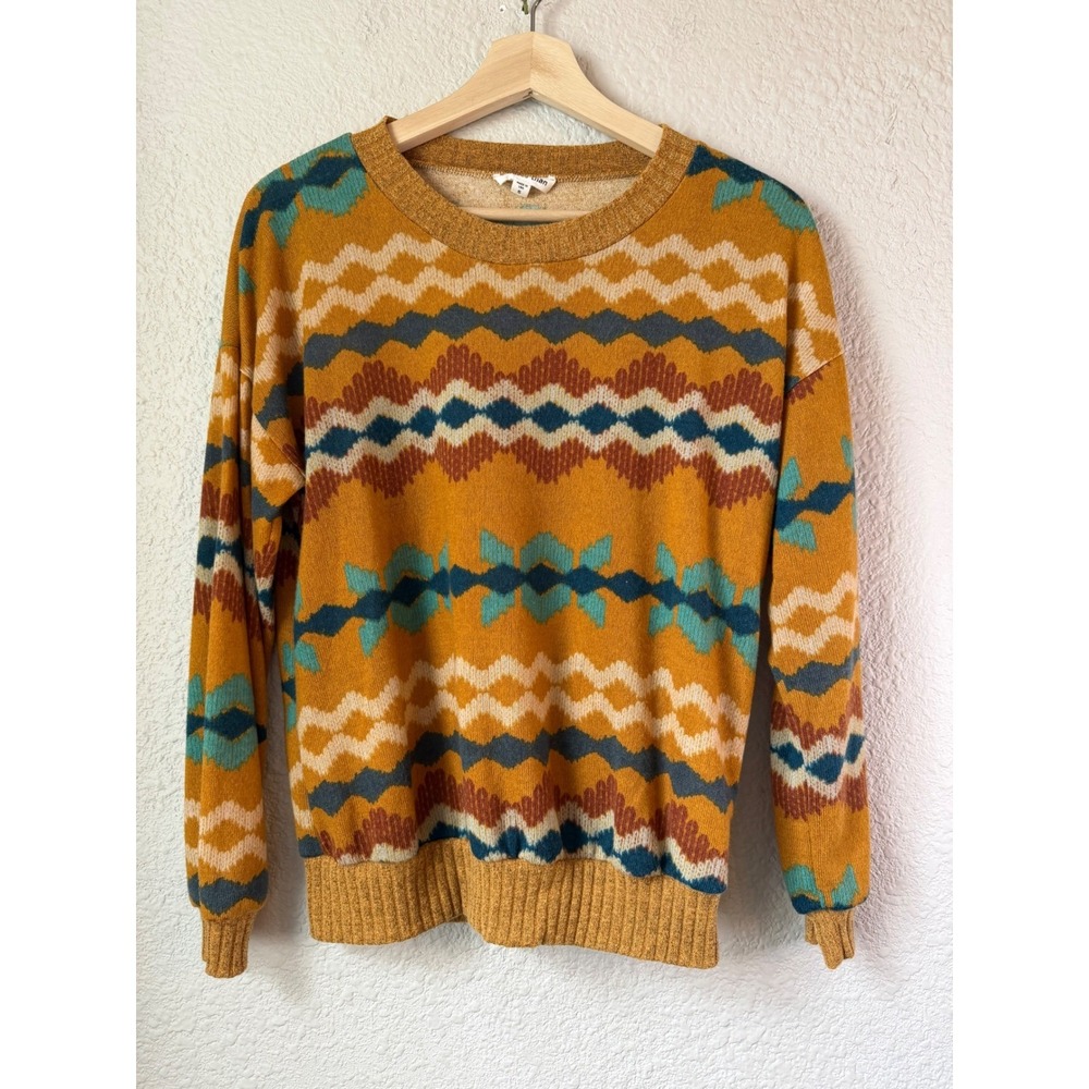 Vintage Y2K Southwestern Aztec Knit Sweater | No Less Than | Made in USA | Small